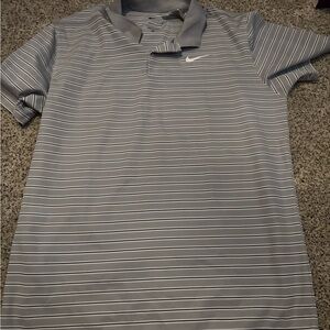 Nike Men's Gray Striped Polo Shirt